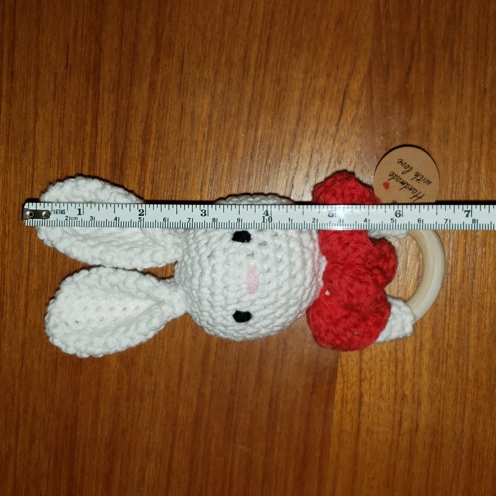 Crochet Bunny Teething Rattle - Picture 4 of 5